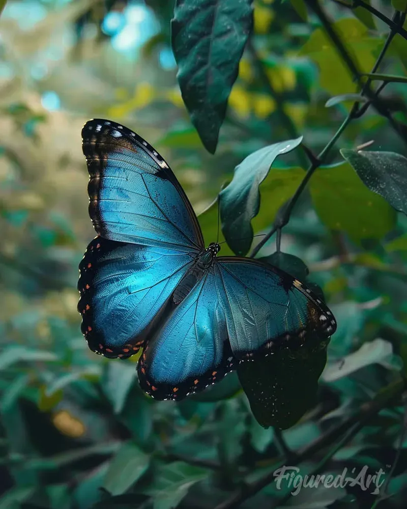 Broderie diamant Papillon Morpho Bleu