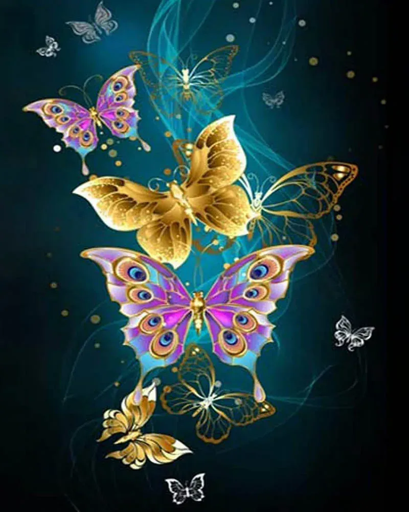 Papillons féériques en couleurs - Kit de broderie diamant Mille Facettes