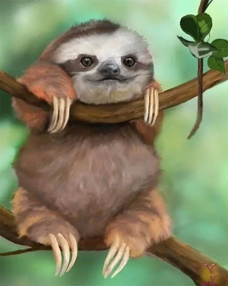 Broderie diamant Paresseux sur une Branche - Kit animaux nature