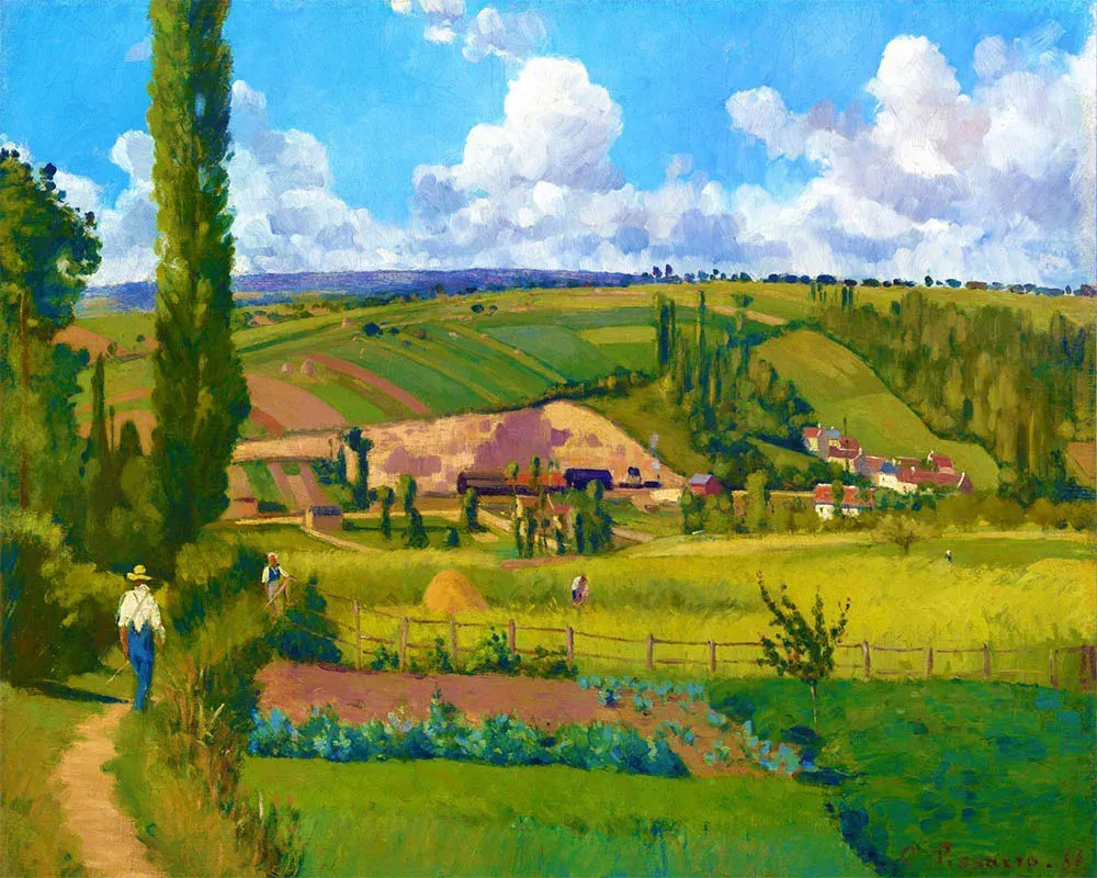 Broderie diamant Paysage aux Pâtis - Camille Pissarro