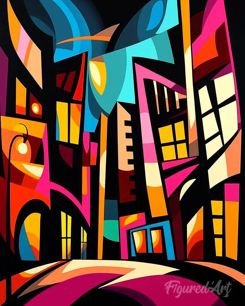 Broderie diamant Paysage Urbain Abstrait Éclatant