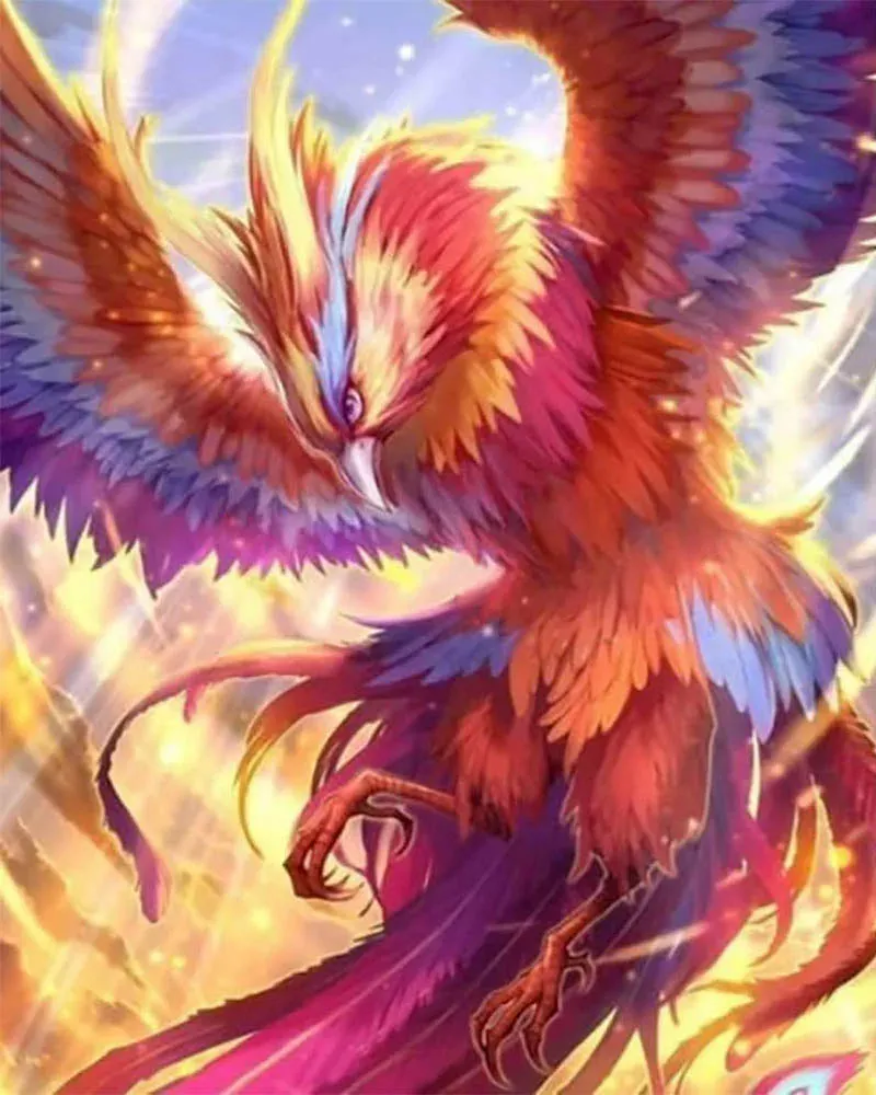 Broderie diamant Phoenix et Rayon de Soleil