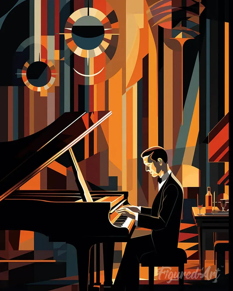 Broderie diamant Pianiste Art Déco