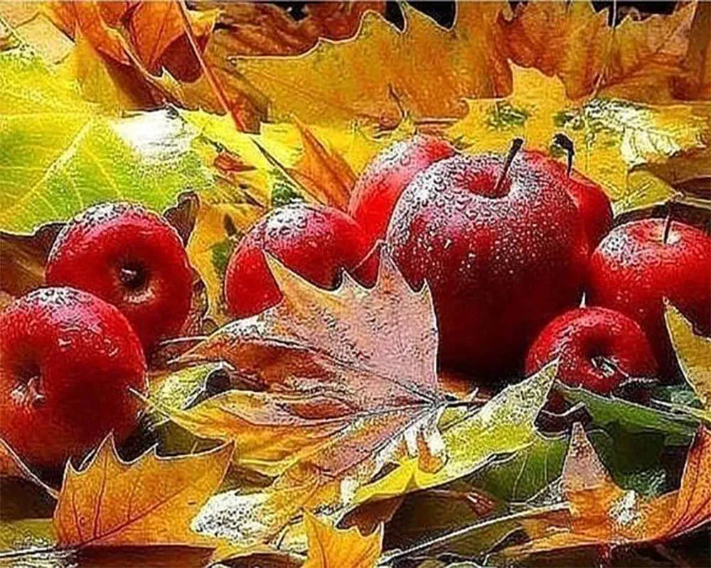 Broderie diamant Pommes en Automne