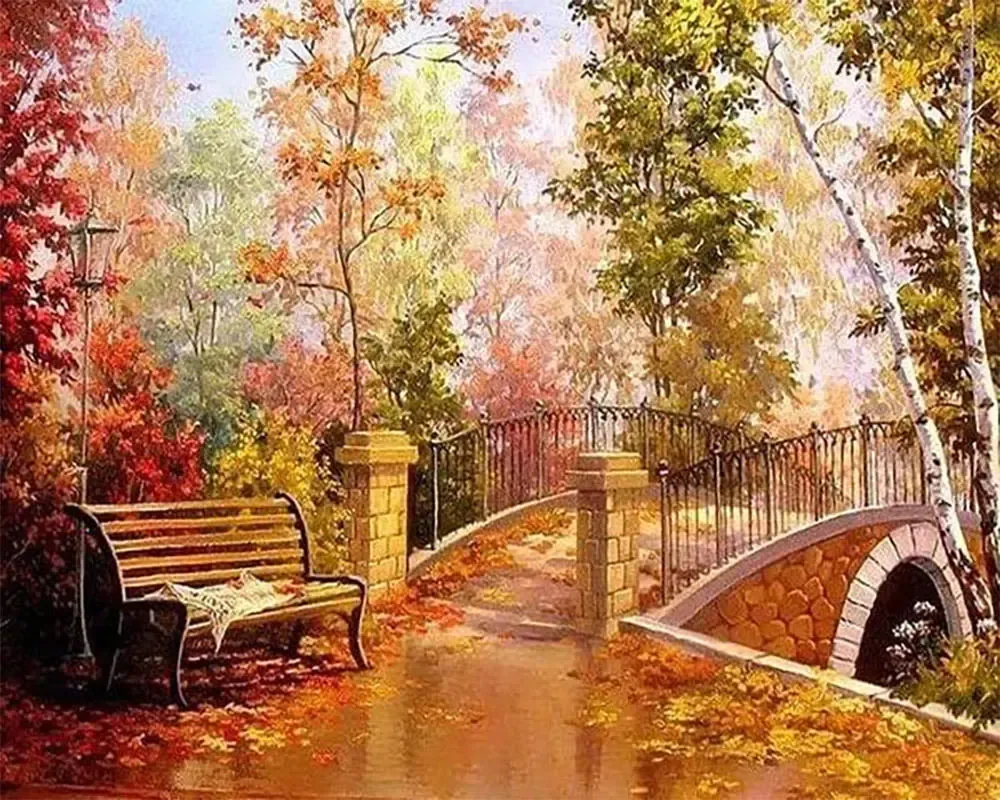 Broderie diamant Pont d'Automne