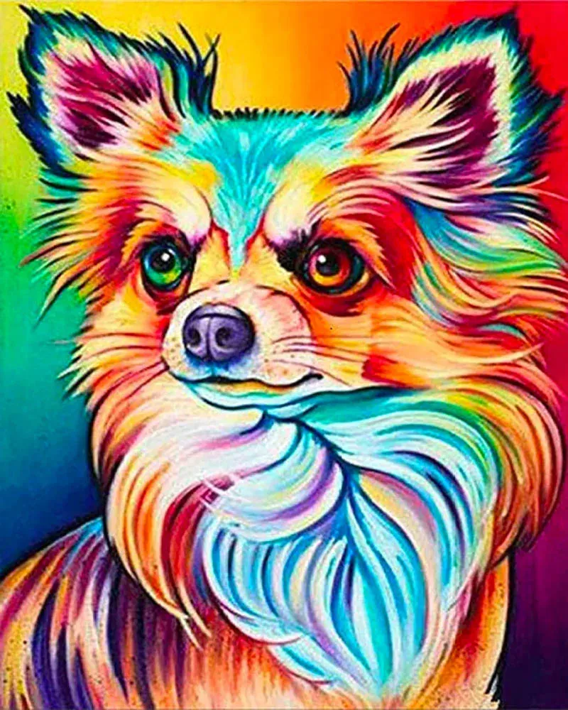 Broderie diamant Portrait de Chien en couleur