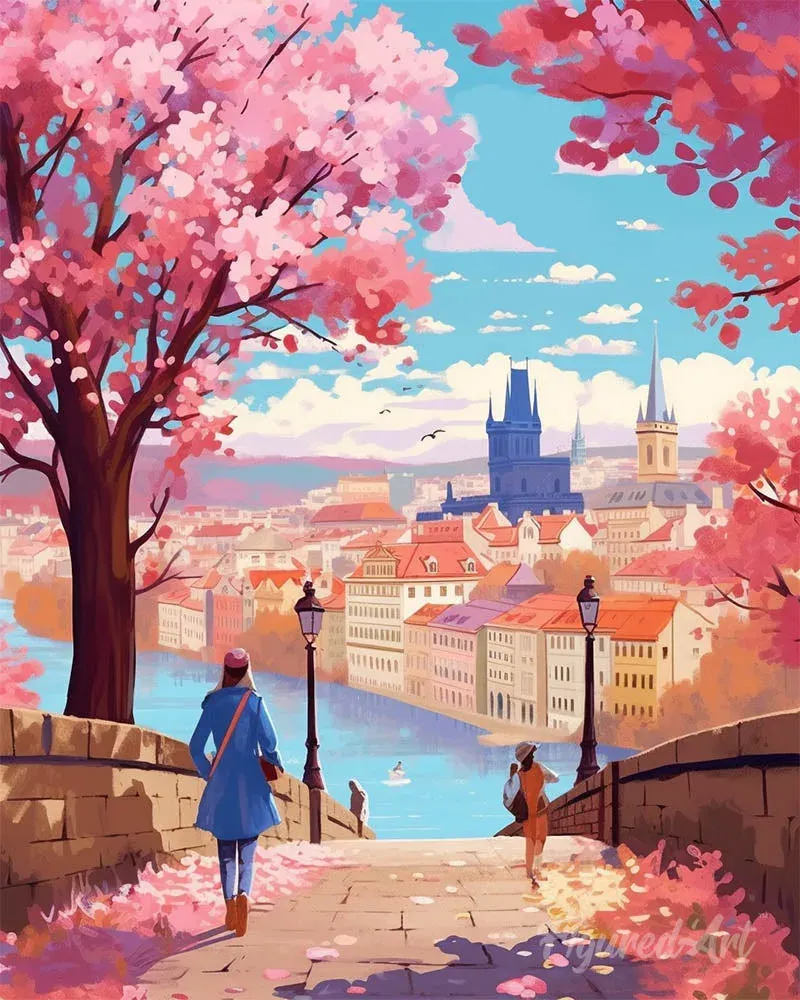 Broderie diamant Prague en fleurs