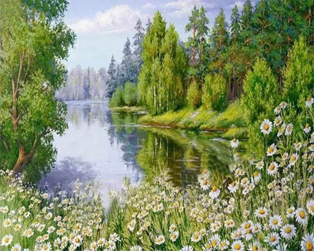 Broderie diamant Près du Lac