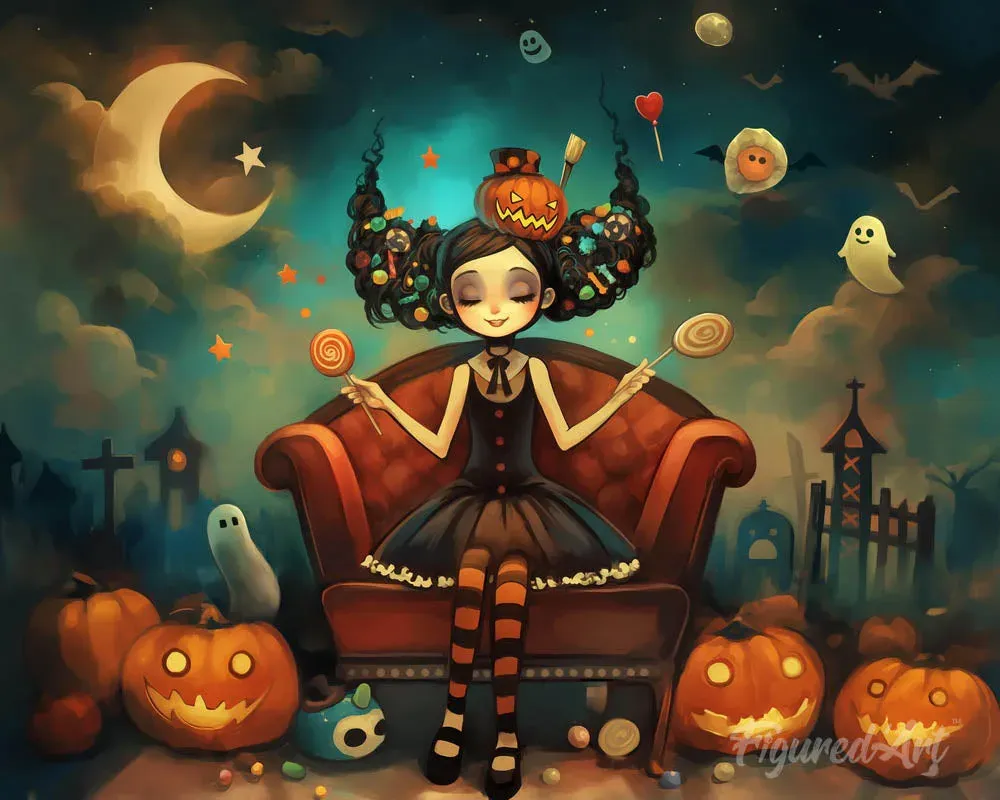 Broderie diamant Princesse des bonbons d'Halloween