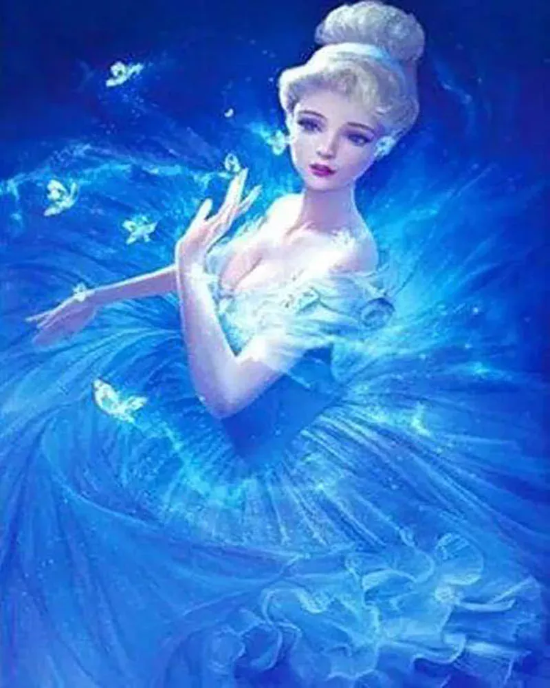 Broderie diamant Princesse en Bleu
