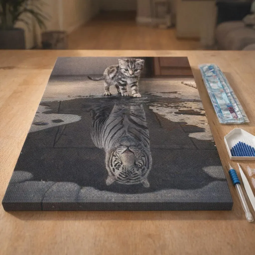 Broderie diamant Reflet Tigre et Lion