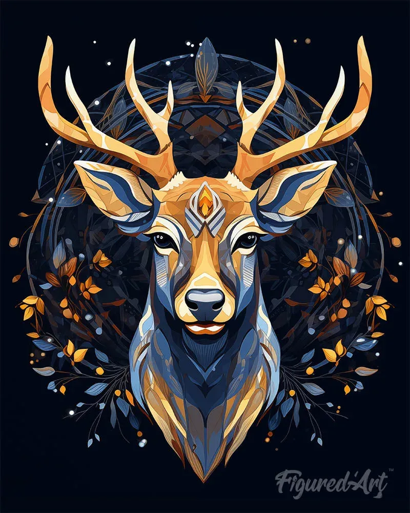 Renne Majestueux - Broderie diamant toile tendue sur châssis 40x50cm