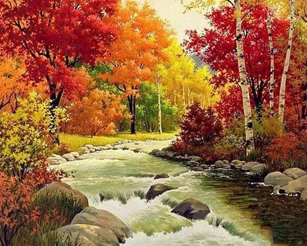 Broderie diamant Rivière en Automne