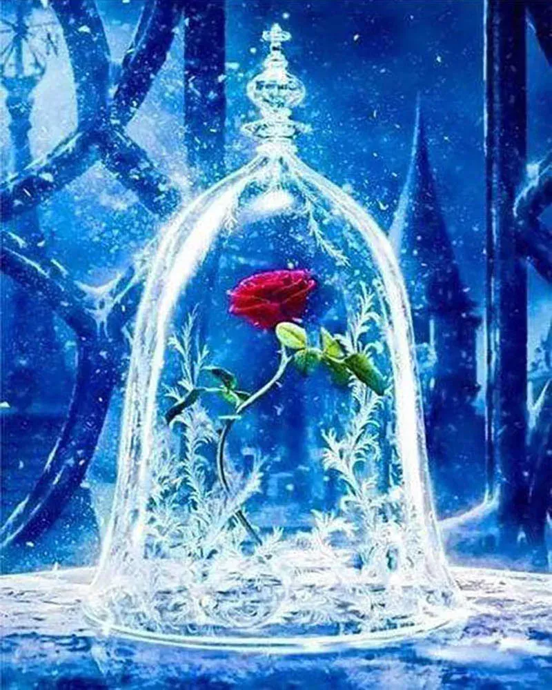 Broderie diamant Rose enchantée