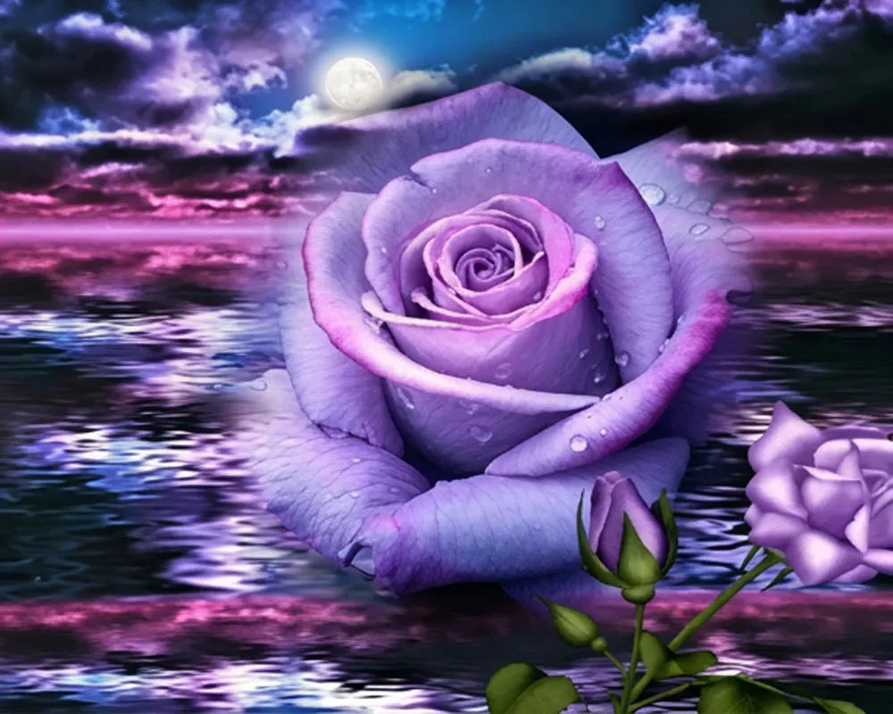 Broderie diamant Rose et Mer