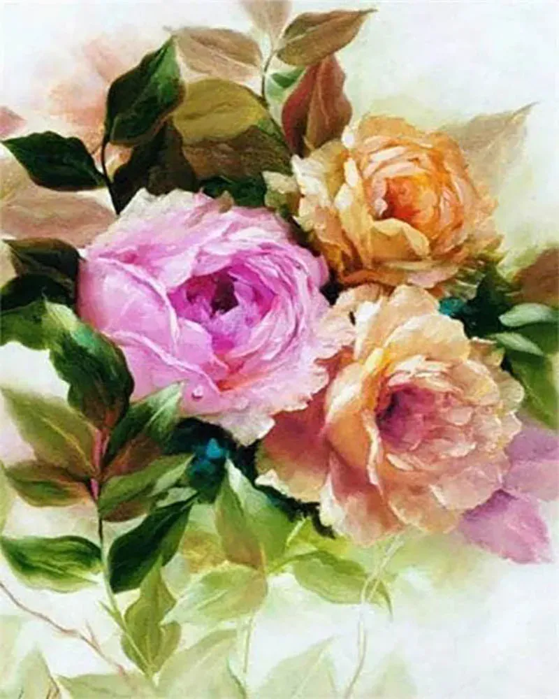 Broderie diamant Roses anciennes