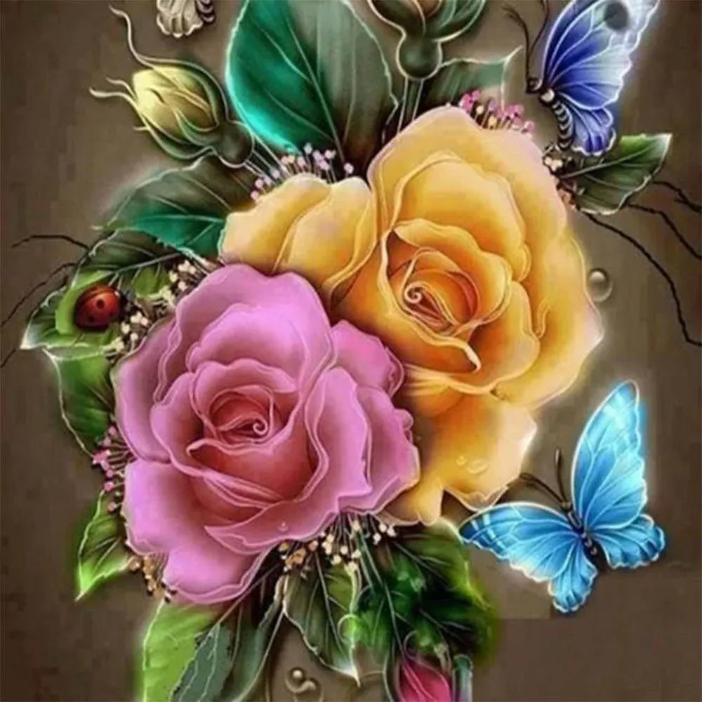 Broderie diamant Roses colorées