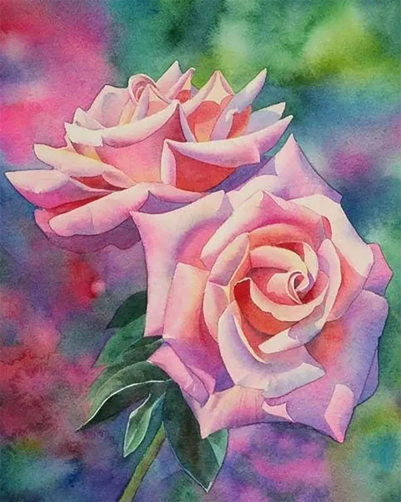 Broderie diamant Roses épanouies