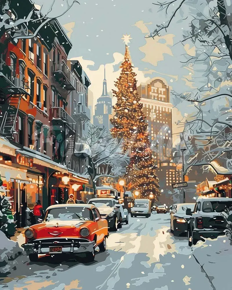 Broderie diamant Rue d'Hiver à New York