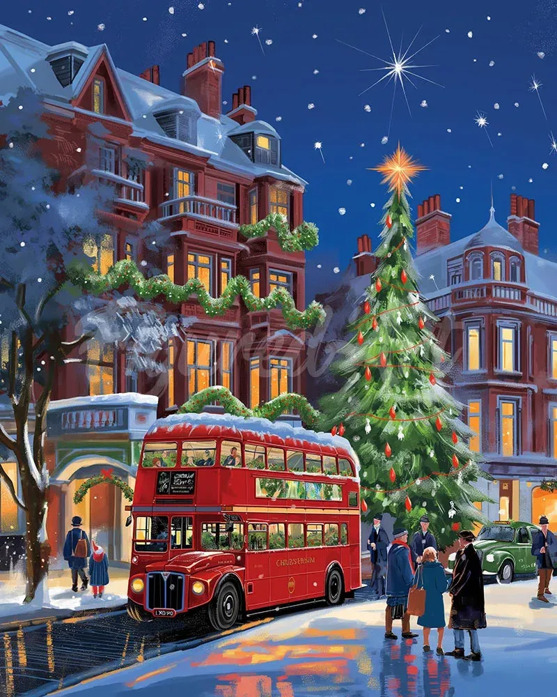 Broderie diamant Rue de Noël à Londres