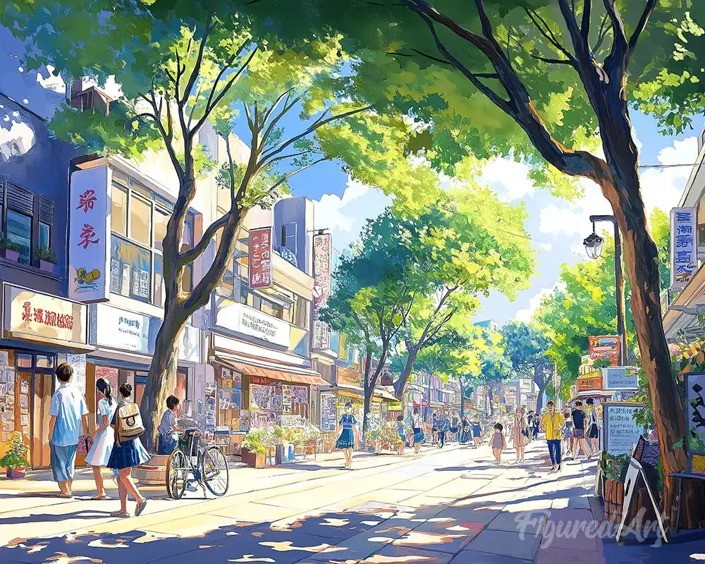 Broderie diamant Rue du Marché Local au Japon