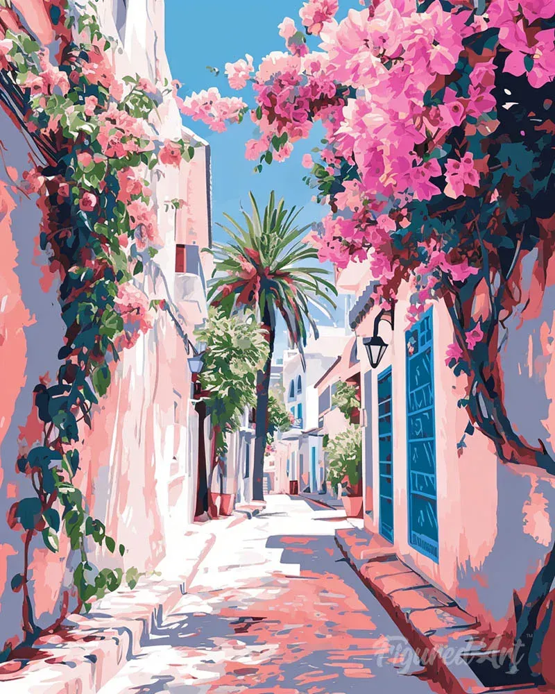 Broderie diamant Ruelle fleurie