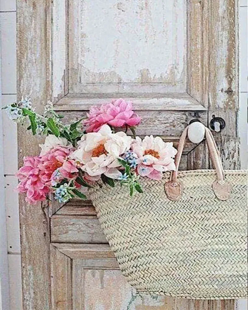 Broderie diamant Sac et Fleurs