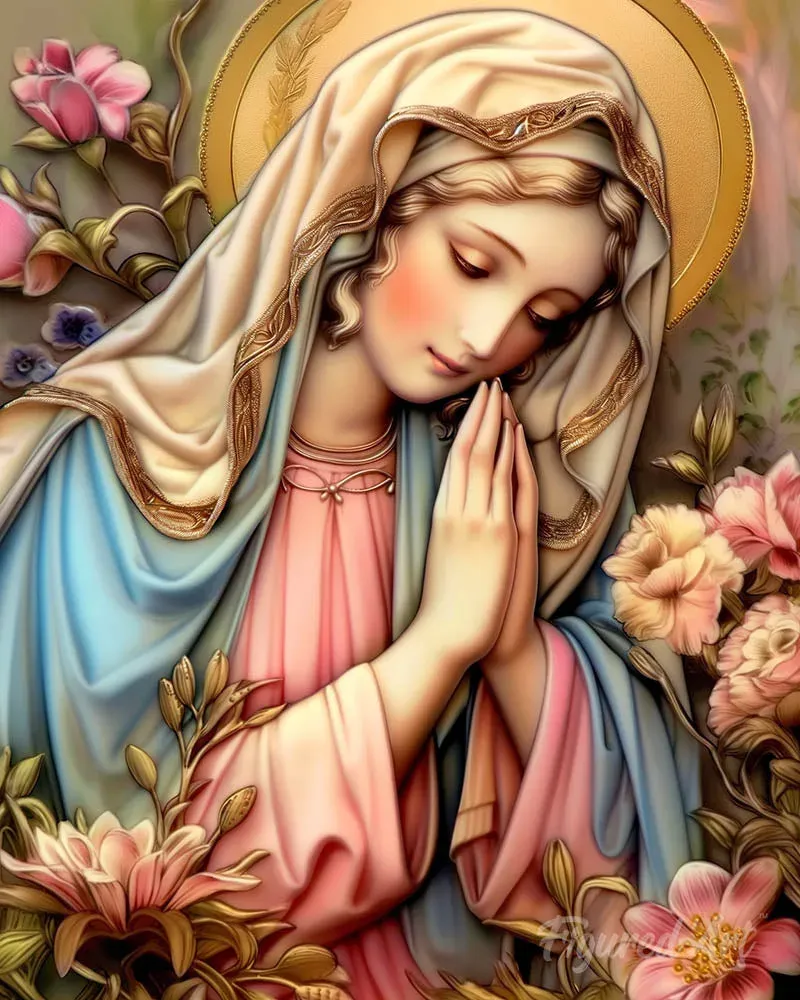 Broderie diamant Sainte Vierge Marie - 40x50 cm