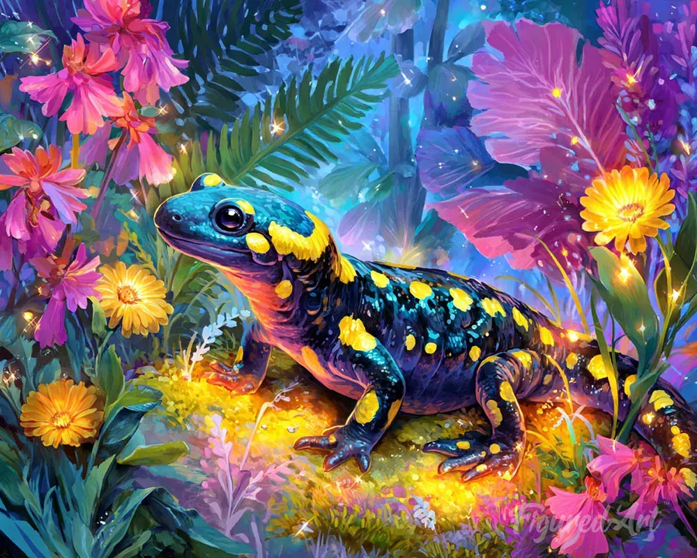 Broderie diamant Salamandre à Pois