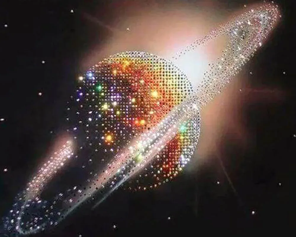 Broderie diamant Saturne