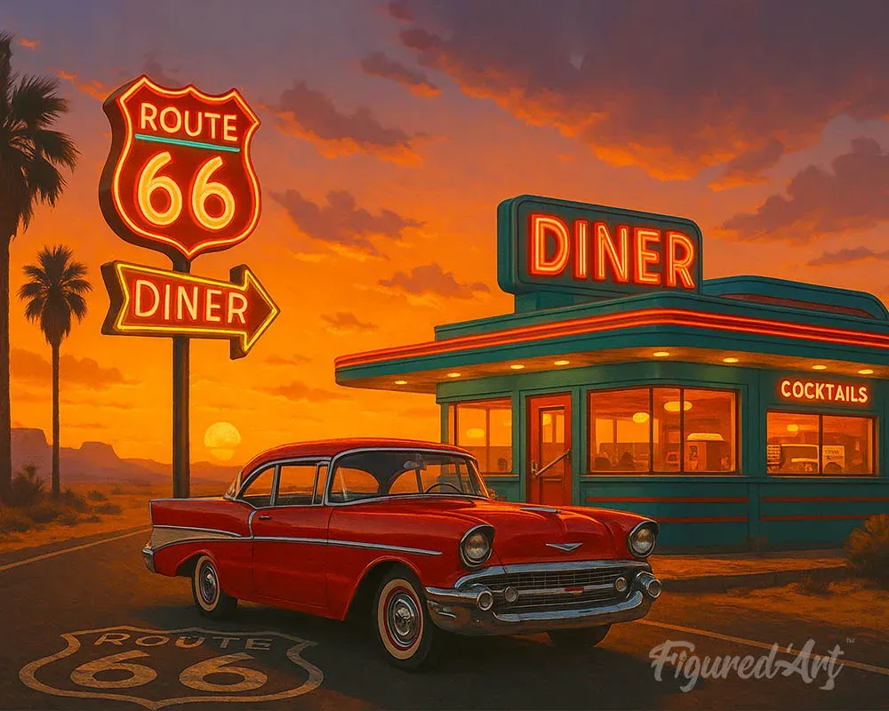 Broderie diamant Snack et Voiture Vintage