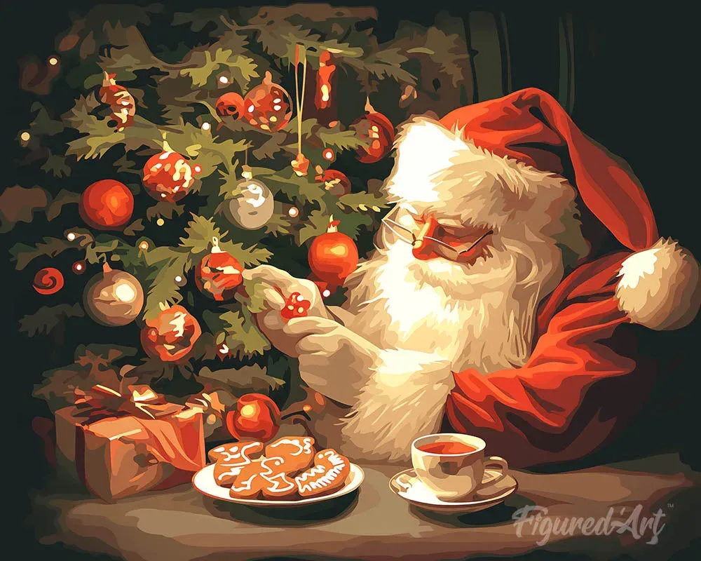 Broderie diamant Soirée du Père Noël Joyeux - 40x50 cm
