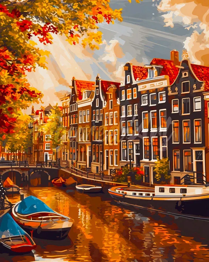 Broderie diamant Soleil à Amsterdam - 20x25 cm