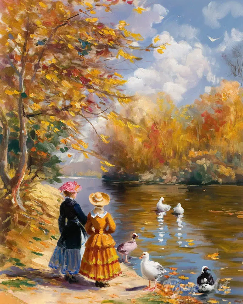 Broderie diamant Sortie automnale inspirée de Renoir