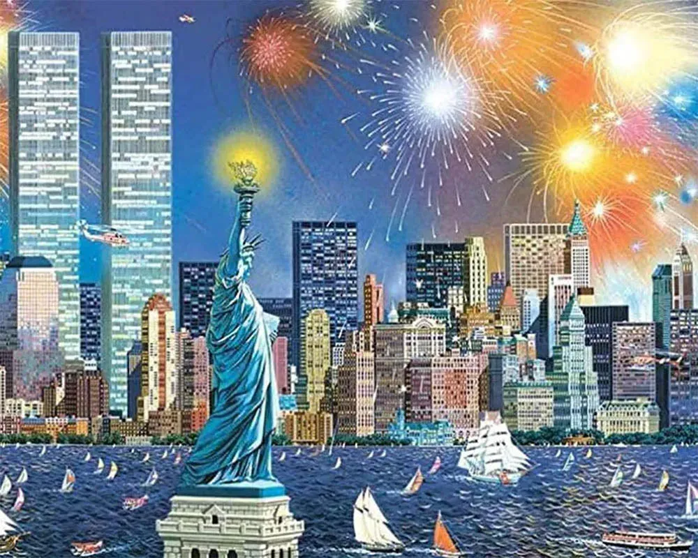 Broderie diamant Statue de la Liberté à New York
