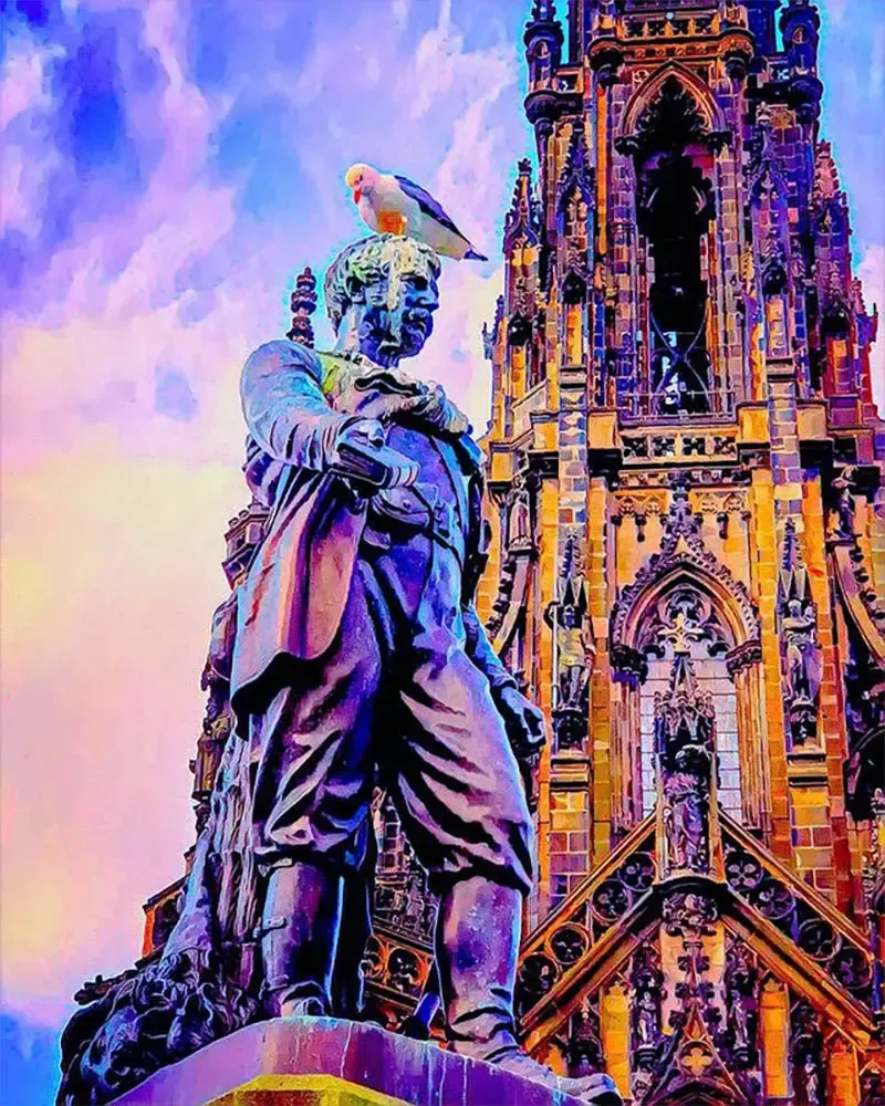 Broderie diamant Statue Edinburgh - 20x25 cm