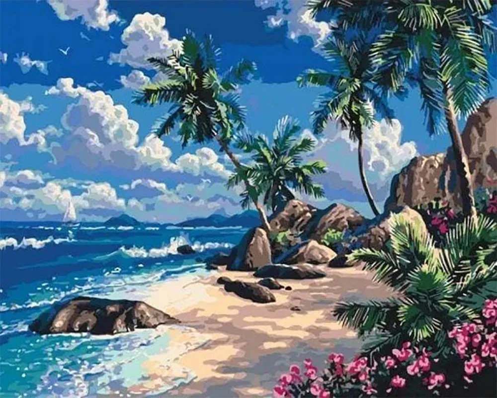 Broderie diamant Sur la Plage