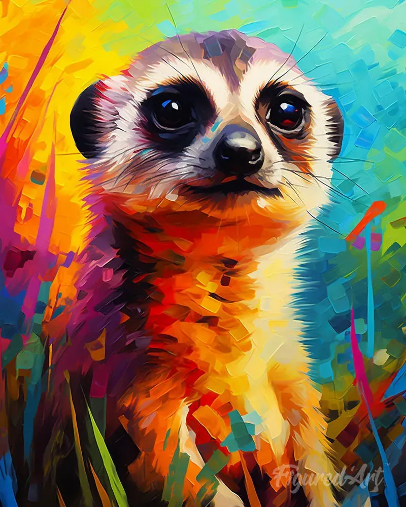 Broderie diamant Suricate Coloré Abstrait