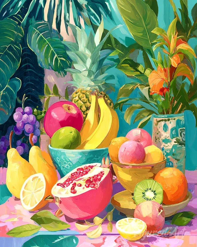 Broderie diamant Table de fruits tropicaux