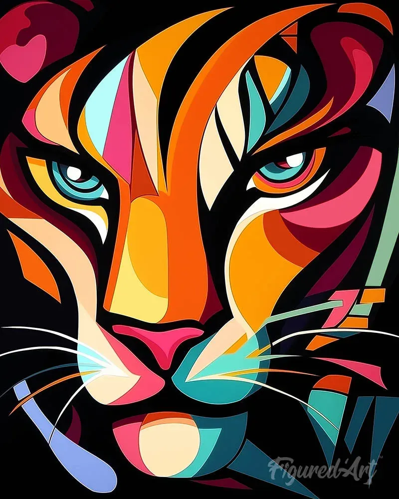 Broderie diamant Tigre 1 Abstrait Éclatant
