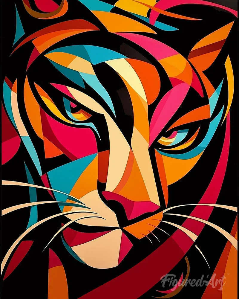 Broderie diamant Tigre 2 Abstrait Éclatant