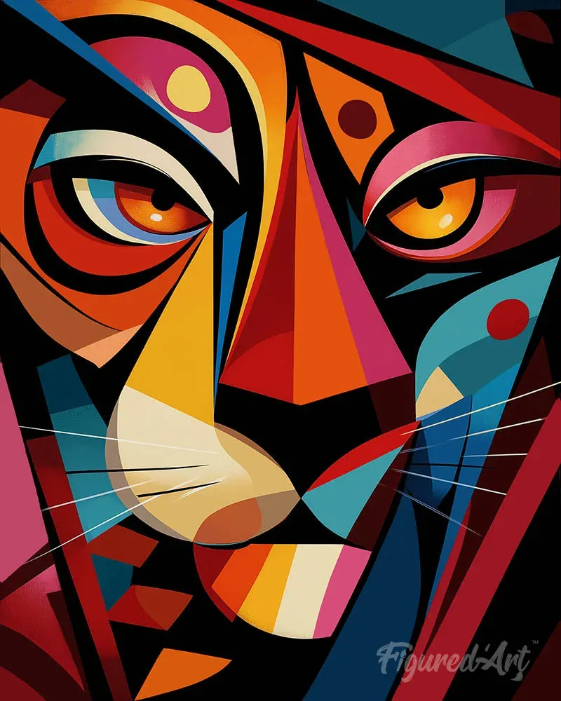 Broderie diamant Tigre 3 Abstrait Éclatant