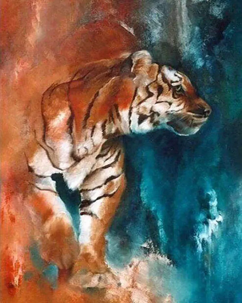 Broderie diamant Tigre abstrait