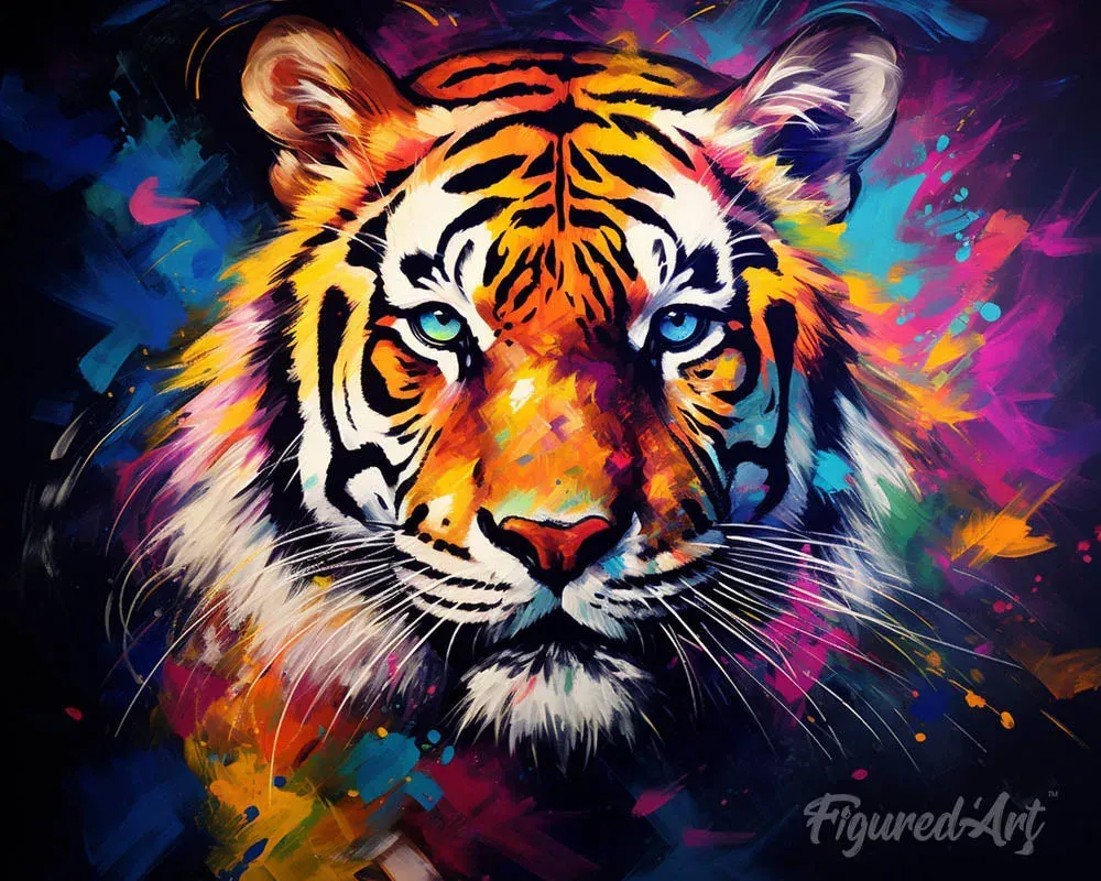 Broderie diamant Tigre Coloré Abstrait