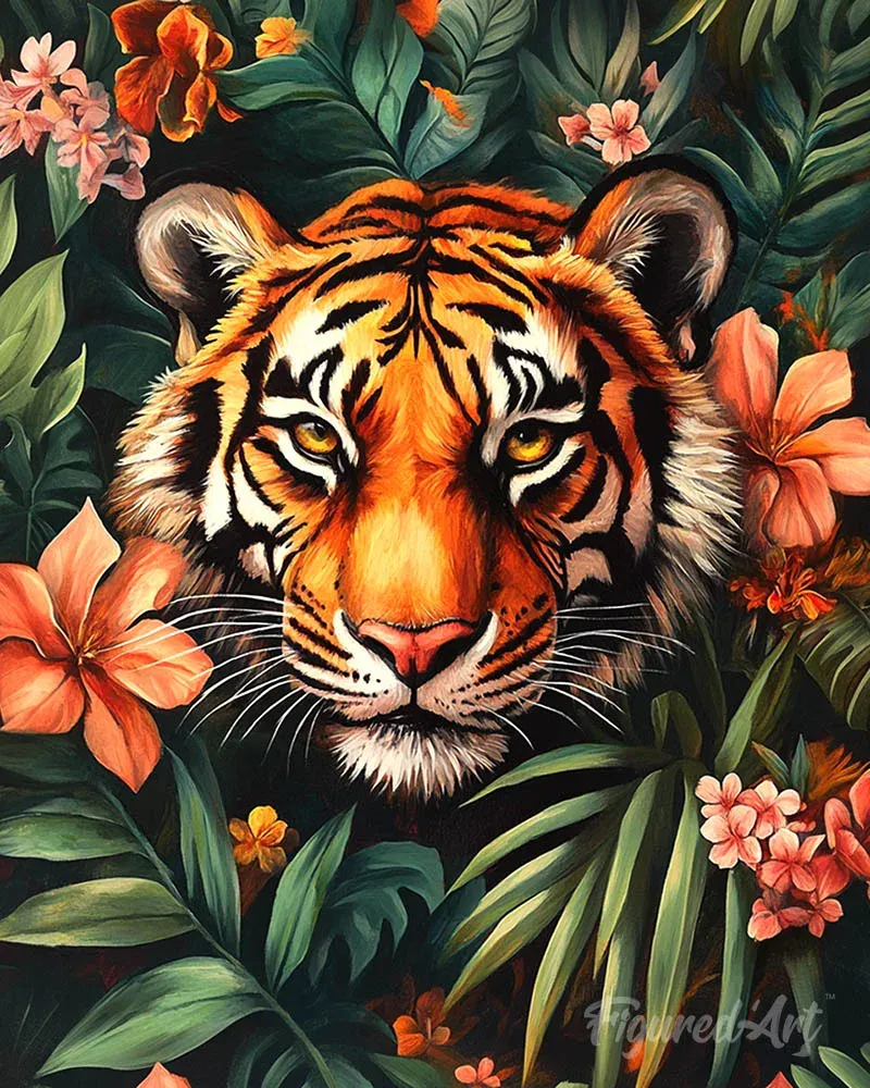 Broderie diamant Tigre tropical