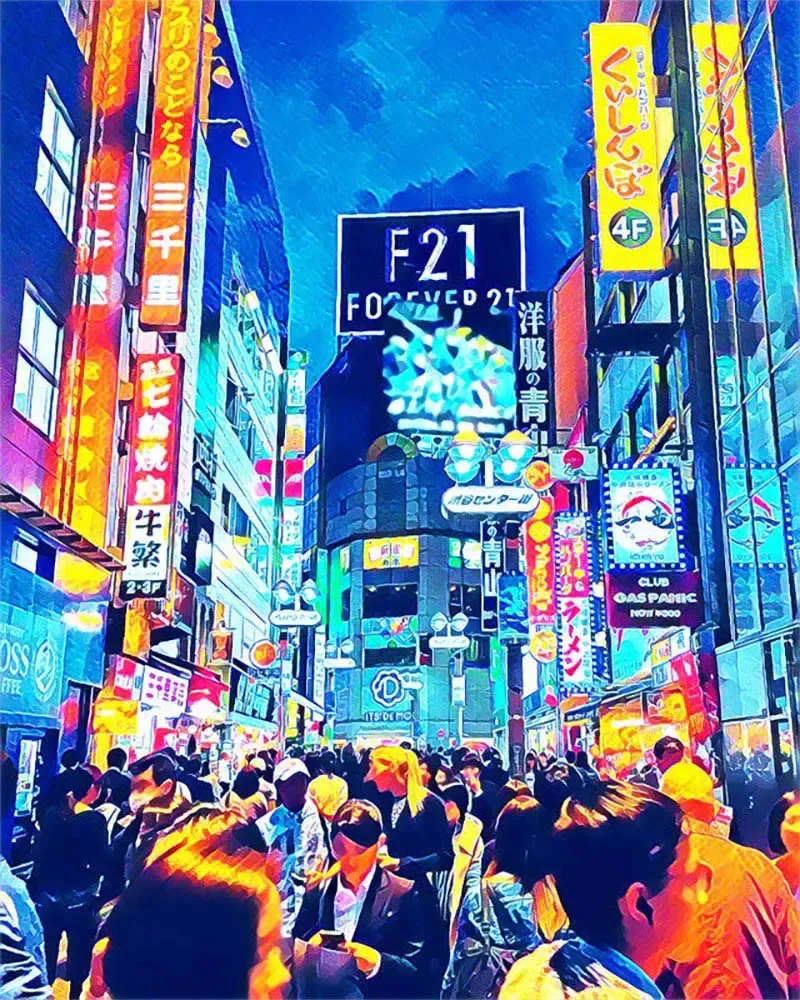 Broderie diamant Tokyo Shibuya - 40x50 cm