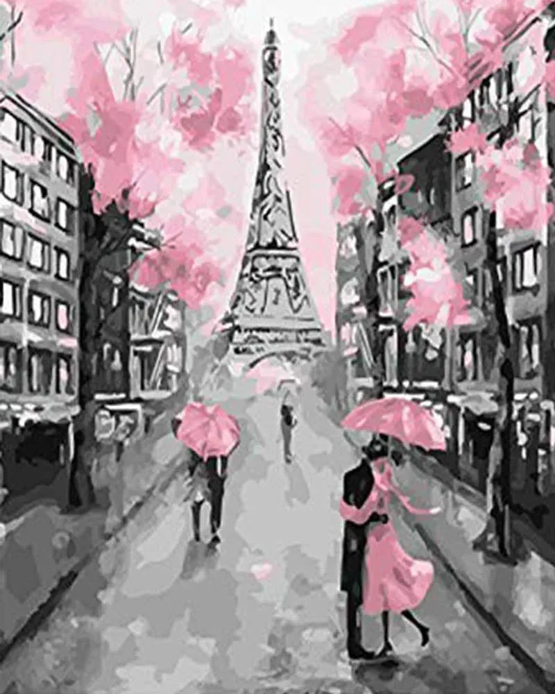 Broderie diamant Tour Eiffel et Vie en Rose