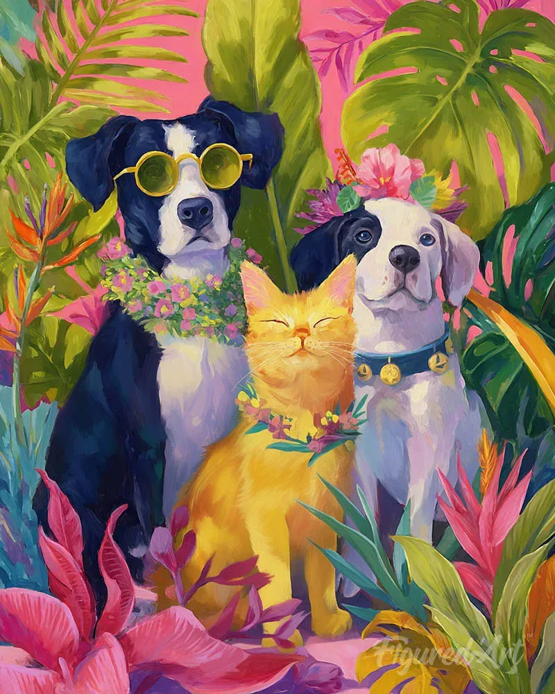 Broderie diamant Trio d'animaux sous les tropiques