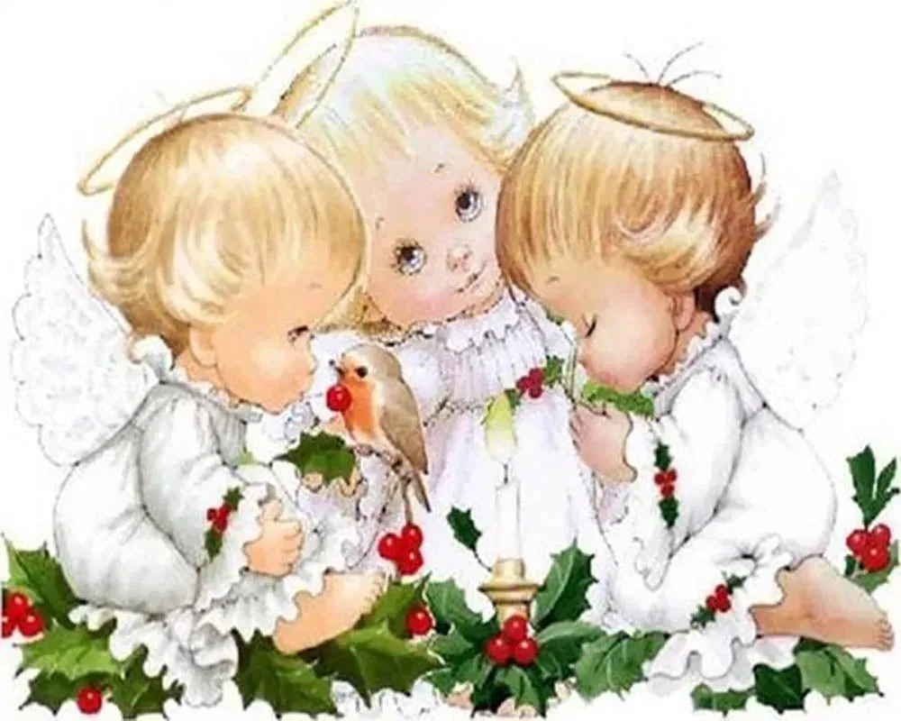 Broderie diamant Trois Angelots