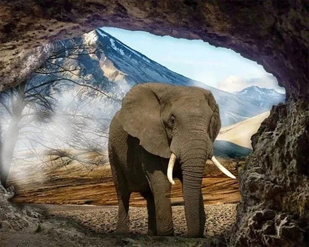 Broderie diamant éléphant - Trou d'Eléphant, motif animalier raffiné
